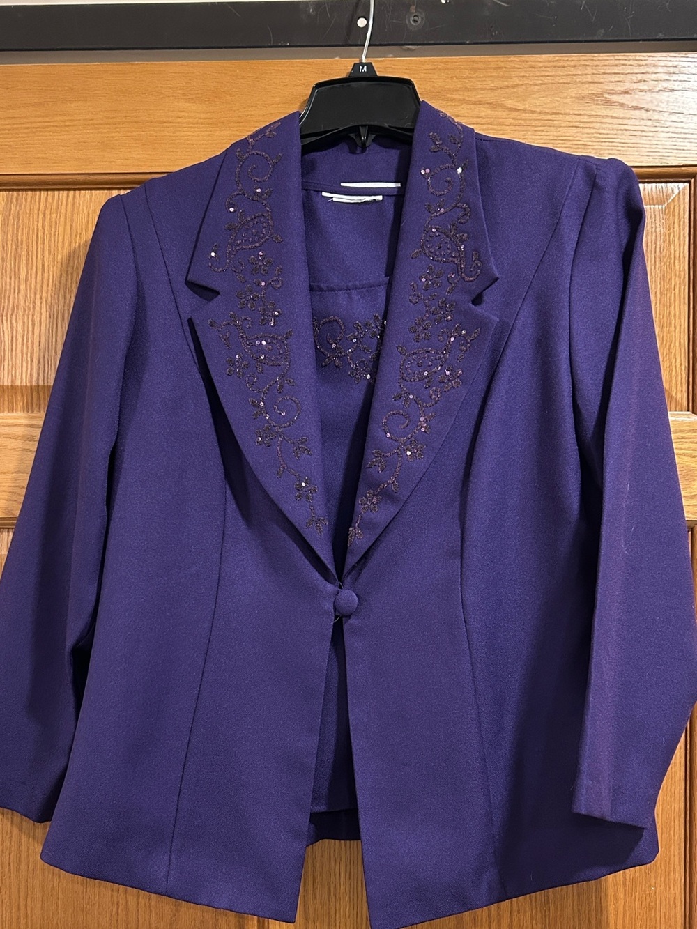 Vintage 2 Piece Anthony Richards Royal Purple Embellished Blazer & Shell Size XL